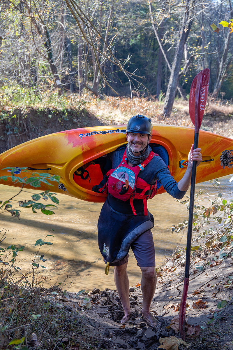 Marcos Harkness and his kayak